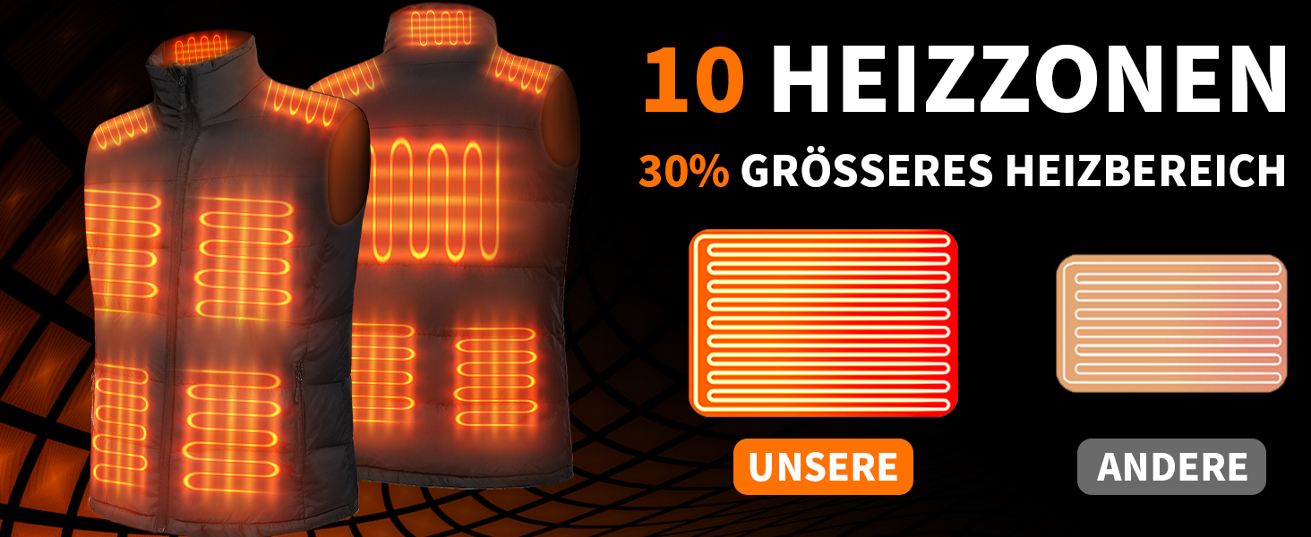 Гріюча жилетка для чоловіків та жінок з Powerbank 18400mAh, 10 зон нагріву, для кемпінгу, мотоциклів, катання на лижах, чорна, розмір L