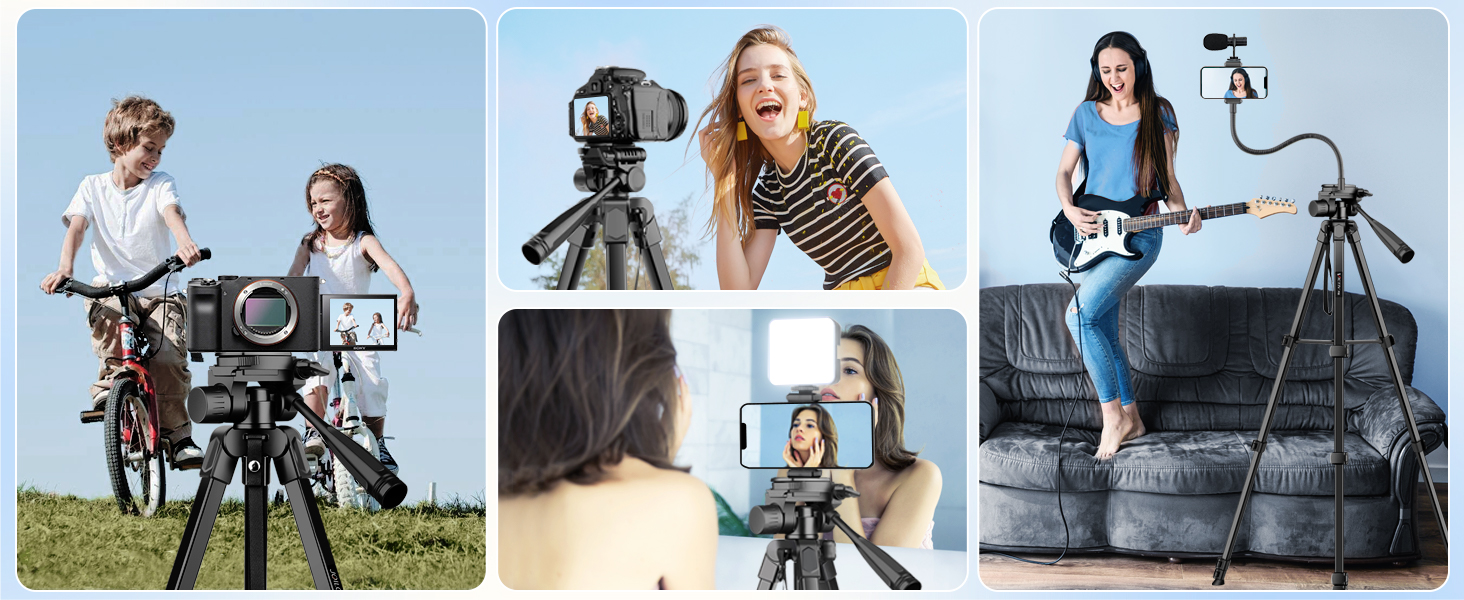 Штатив для камери JOILCAN 81'/206cm: штатив для смартфона з пультом, тринога з алюмінію для DSLR Canon Nikon, легкий туристичний штатив