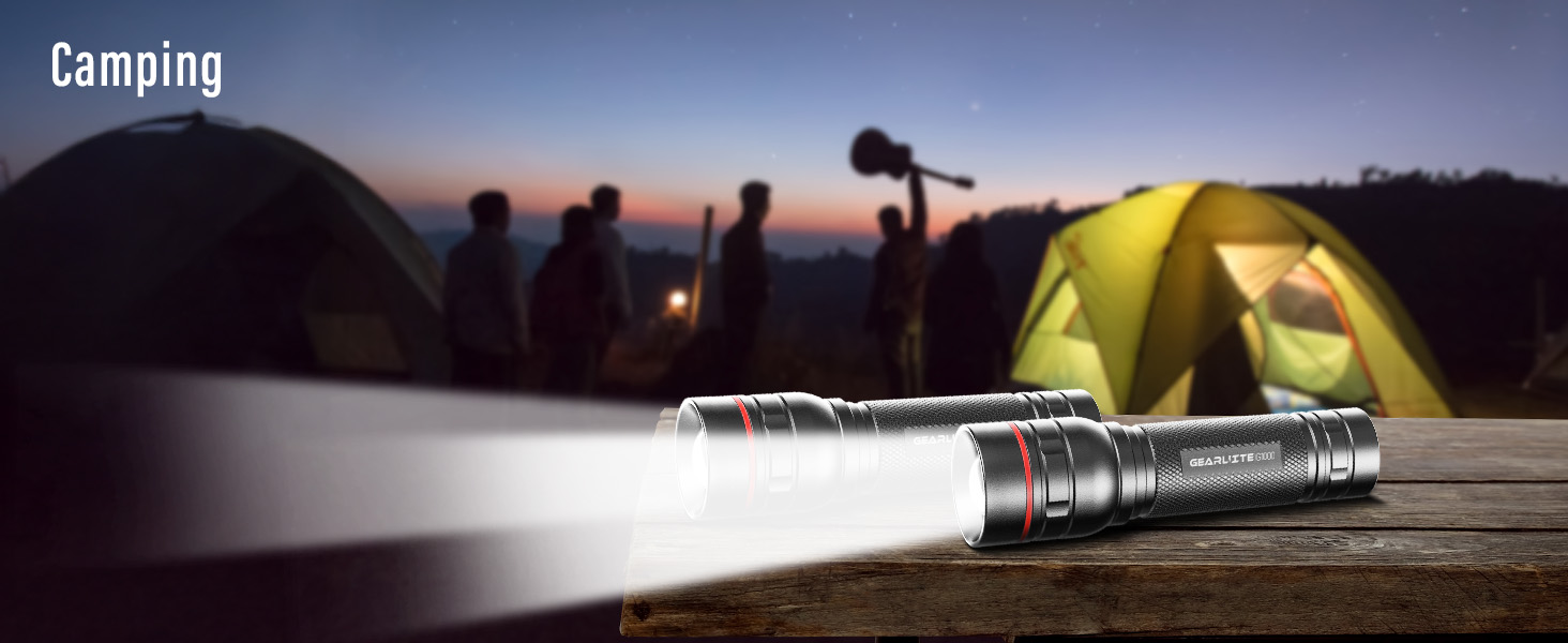 LED ліхтар Gearlite, 2000 люмен, 3 режими, Zoom, IP65, водонепроникний, чорний