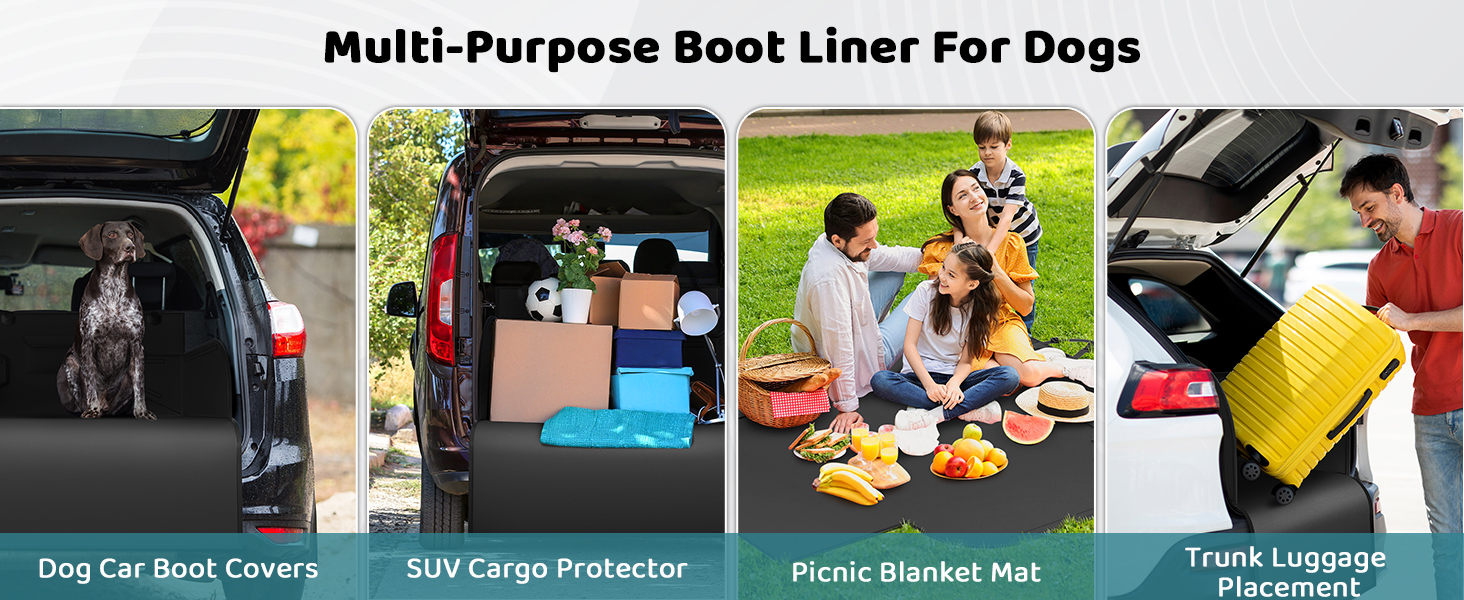 Захист для багажника автомобіля KYG: водонепроникний килимок для собак з боковими захистами, 185x105x38 см, чорний