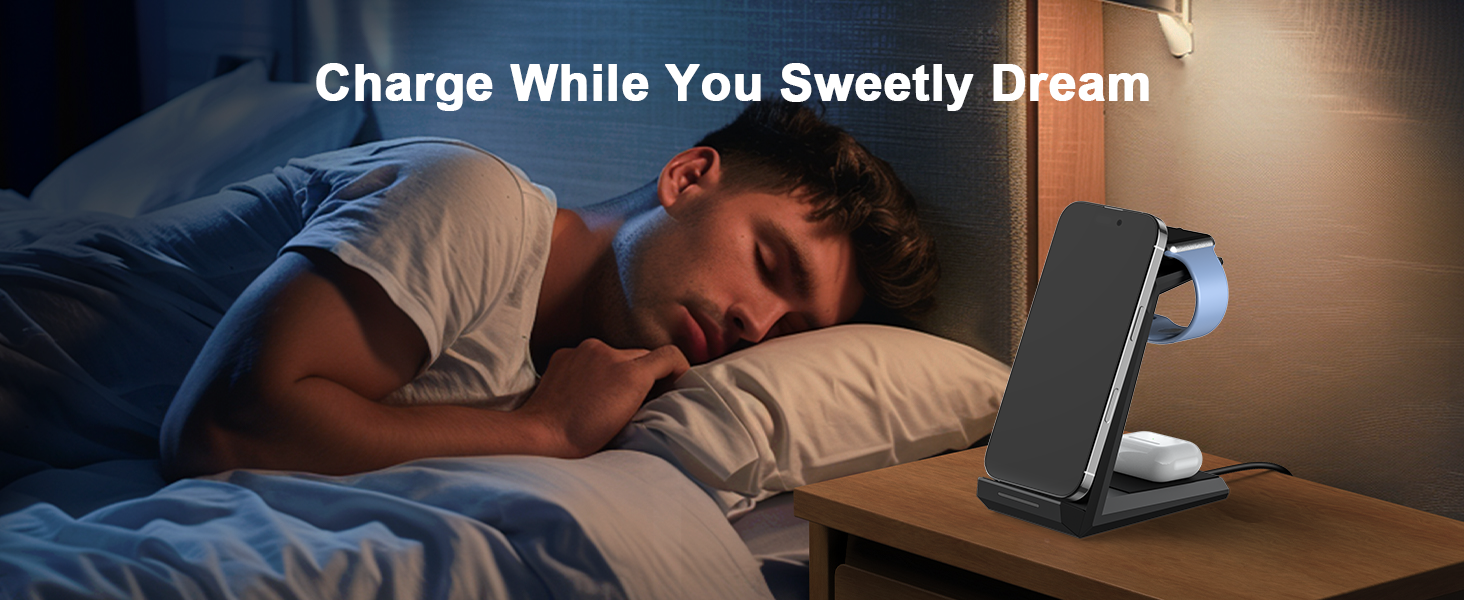 Бездротова зарядка 3-в-1 для Apple Watch, iPhone та AirPods Pro (білий)