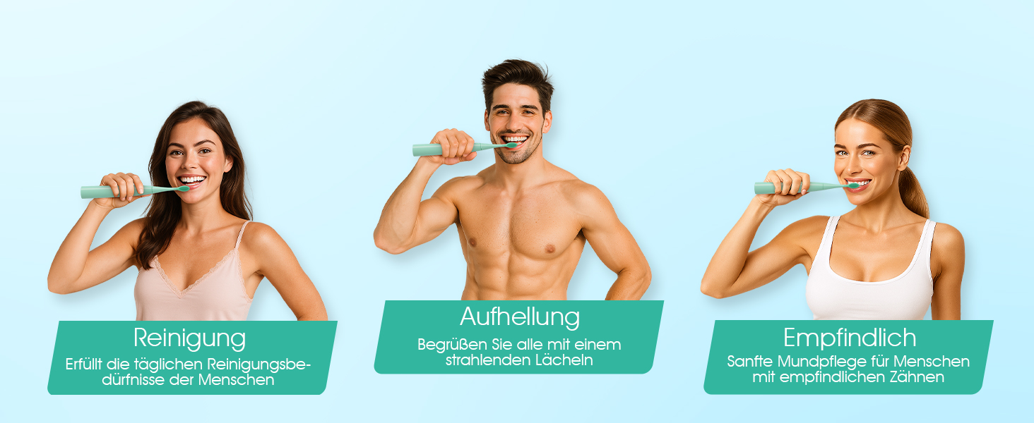 Електрична звукова зубна щітка Ultraschall ET110 (41000 VPM, 70 днів, 6 насадок, таймер, IPX7, зелена)