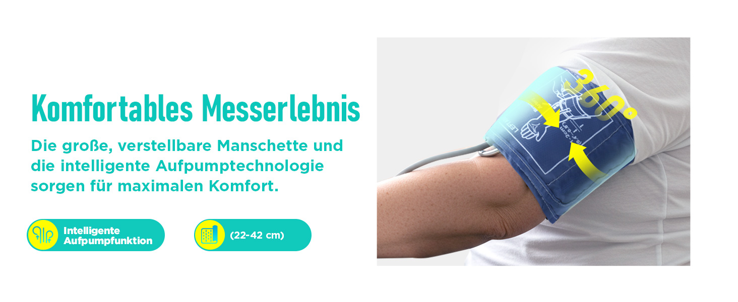 Тонометр RunStar на плече з широкою манжетою (22-42 см) для дому, автоматичний цифровий тонометр з сумкою для зберігання, пам'ять на 2 x 99 показників