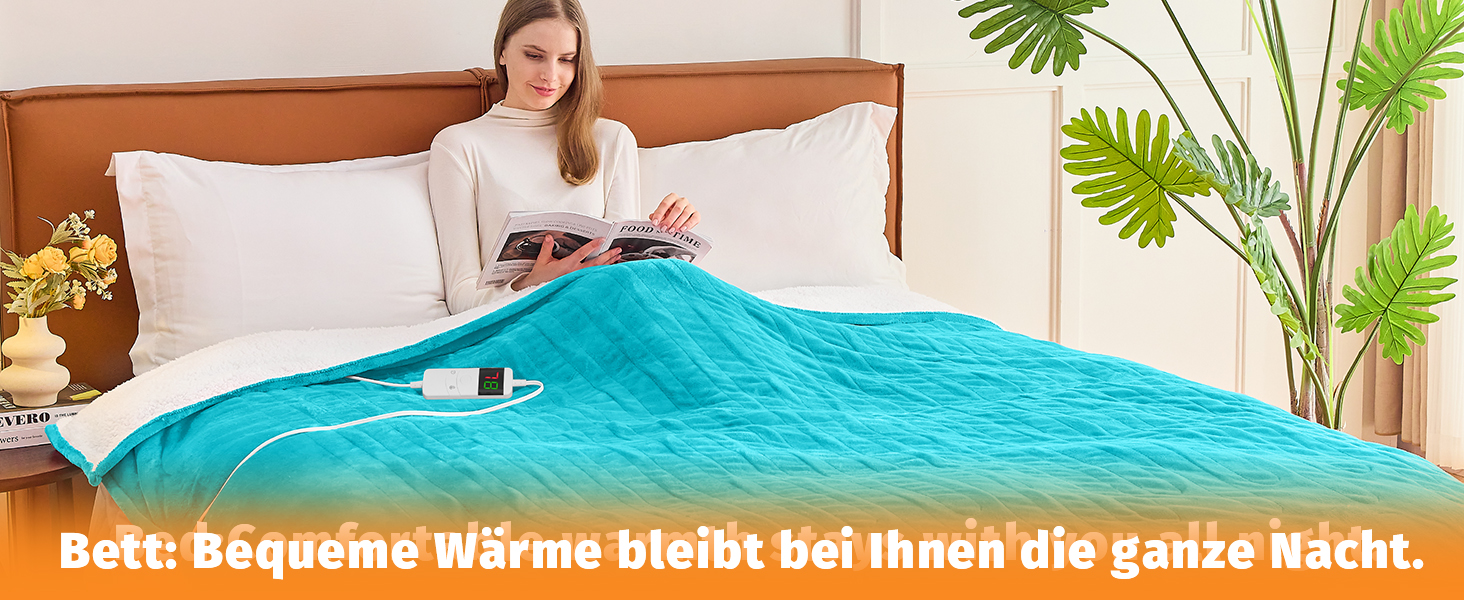 Електрична ковдра BOMOVA з автовимкненням, плюшева ковдра для дому, 10 температурних режимів, таймер 5 годин, 130x180 см, колір блакитний