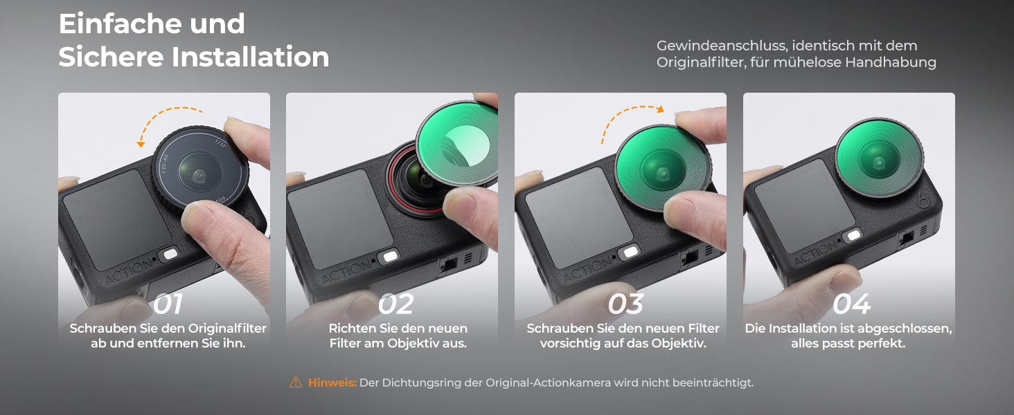 Набір фільтрів K&F Concept ND для DJI Osmo Action 6: ND8, ND16, ND32, ND64 (з покриттям UV)