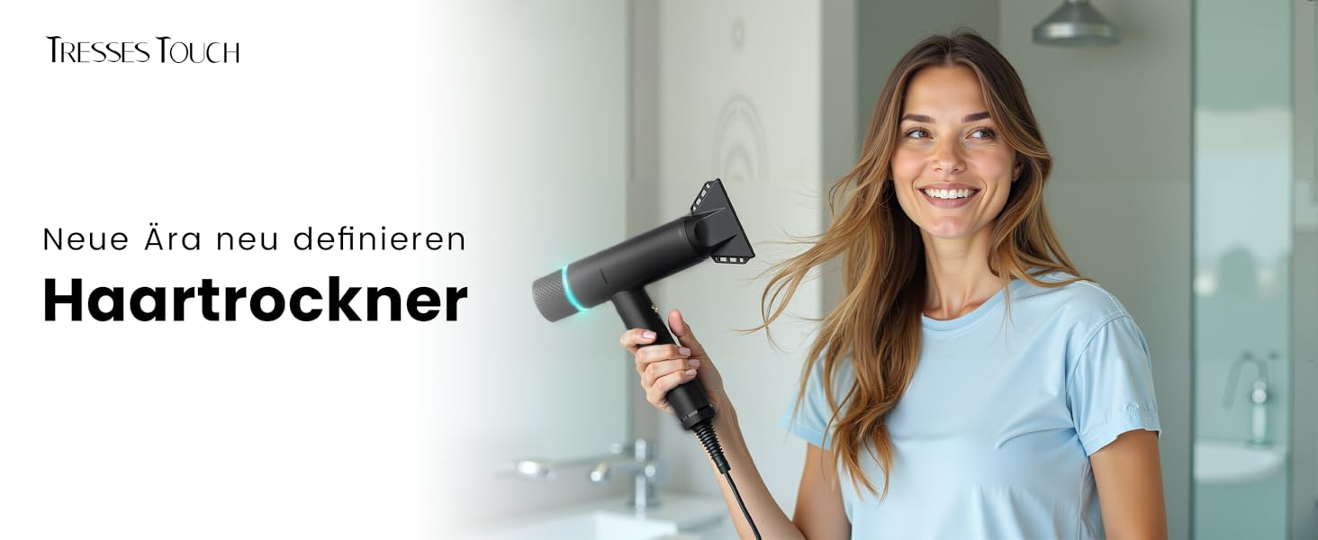 Іонізатор для волосся Föhn: Швидкий фен з дифузором для жінок та чоловіків, 3 режими, 2 швидкості, чорний