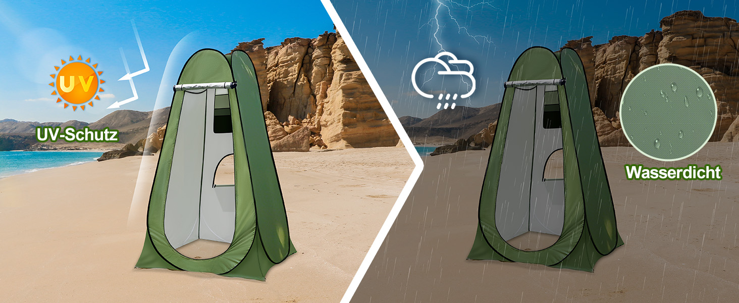 Charmofun Pop Up Camping Shower Tent with UV Protection - Portable Toilet & Changing Tent for Beach & Outdoor Use (Green)