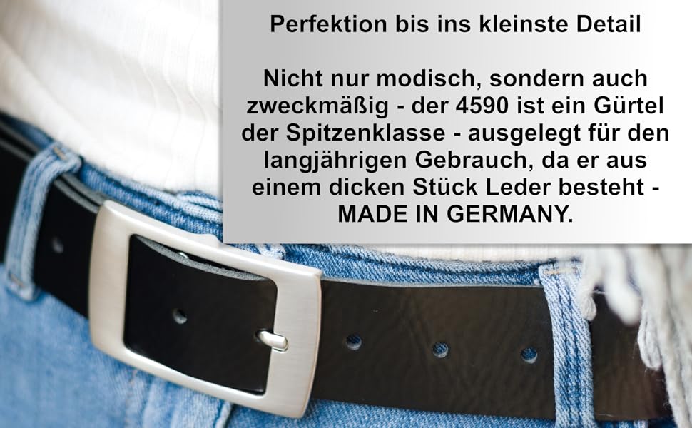 Жіночий шкіряний ремінь Friedrich Hoffmann чорний, ширина 4 см, Made in Germany - 100 см