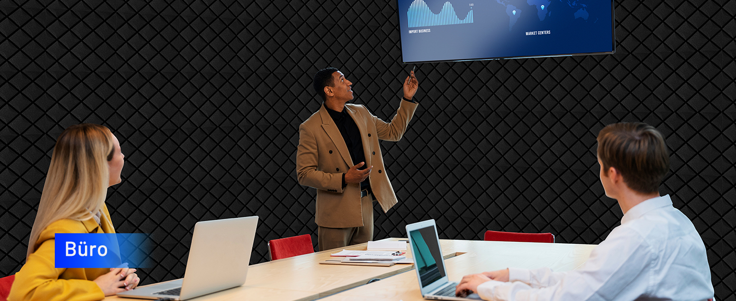 Акустичний поролон для звукоізоляції, шумопоглинаючі панелі 30x30x7.5 см, самоклеючі звукоізоляційні плити (24 шт) + 150 двосторонніх клейких подушок