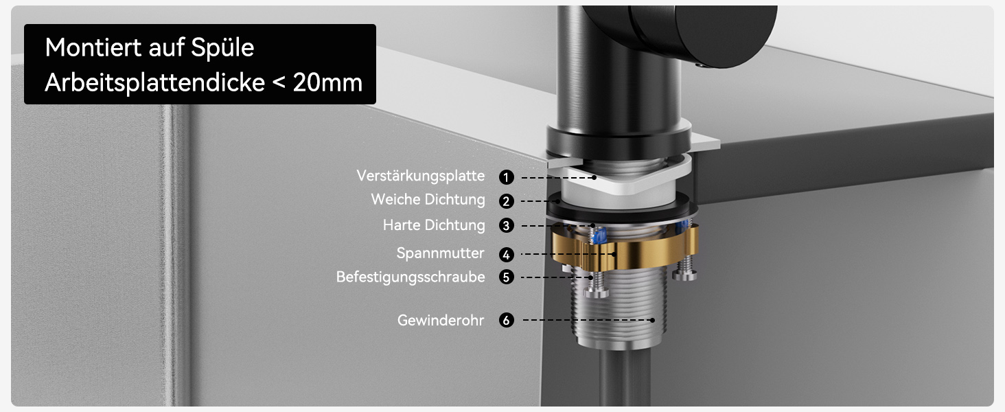 Кран кухонний CECIPA з 3 режимами, висувний, поворотний 360°, з високим виливом, з нержавіючої сталі, чорний