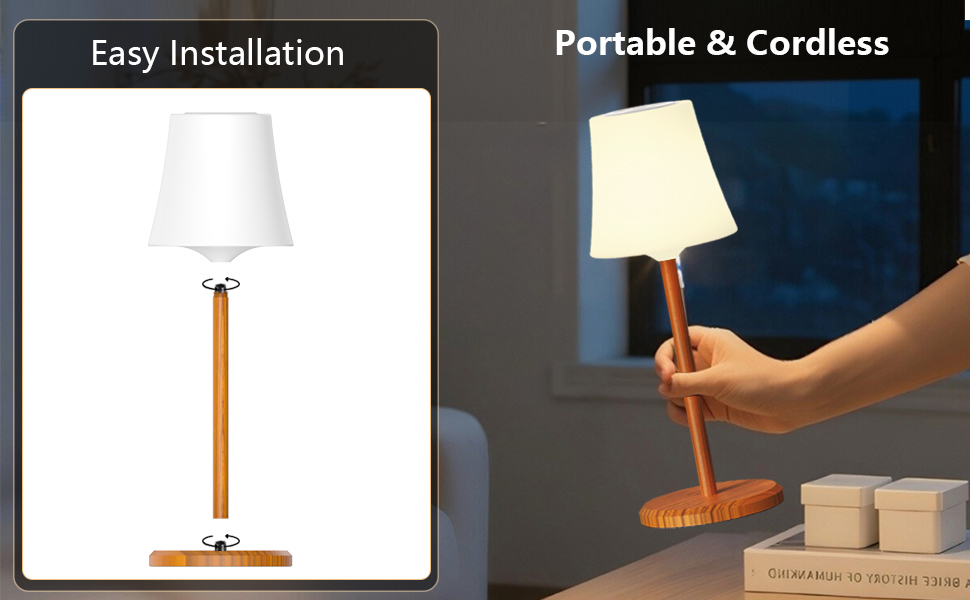 Настільна лампа бездротова LED 2 шт, акумуляторна, з регулюванням кольору та яскравості, сенсорне управління, водонепроникна IP54 для спальні, вітальні, балкону