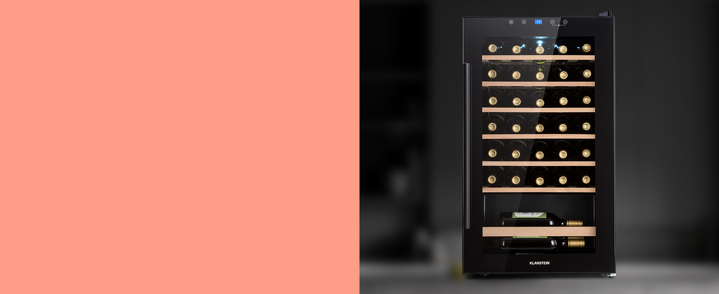 Витримайте вино та охолоджуйте напої: Витримайте вино та охолоджуйте напої Klarstein – витримайте вино та охолоджуйте напої, 36 пляшок, з UV-захистом, 4-18°C