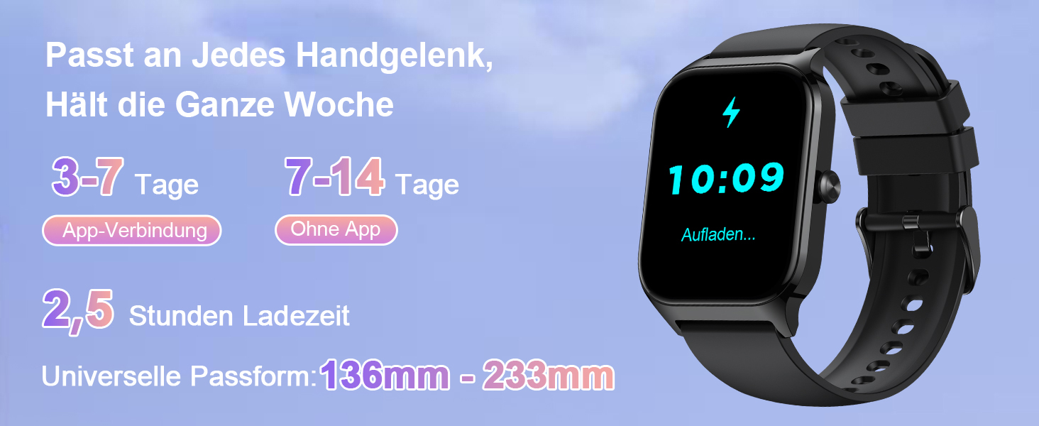 Розумний годинник Popglory для жінок та чоловіків, 100+ спортивних режимів, моніторинг здоров'я 24/7, Bluetooth, вимірювання тиску, пульсу, стресу, сну, будильник, калькулятор, крокомір, сумісний з Android та iOS, чорний