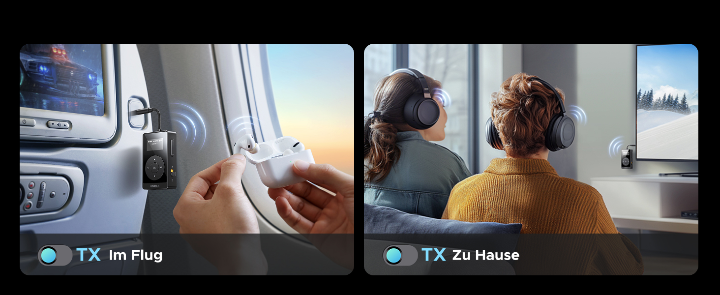 Bluetooth адаптер 2-в-1 UGREEN aptX: трансмітер та ресивер, версія 5.3