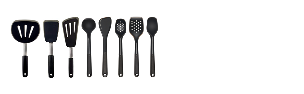 OXO Good Grips Лопатка для перевертання продуктів 32 см, чорна – з нержавіючої сталі та силікону, для яєць, бургерів та іншого
