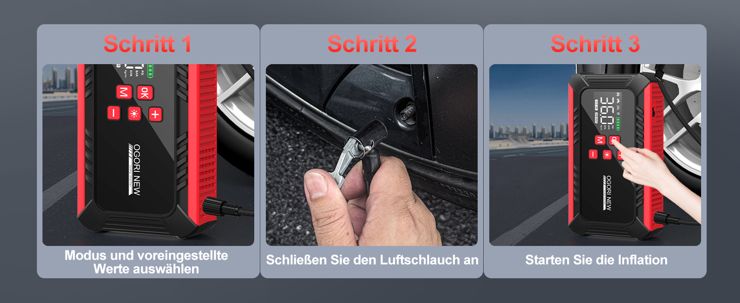 Портативний акумулятор для запуску авто 7000A з компресором 150PSI, 12V. Запуск бензинових (8л) та дизельних (10л) двигунів, прикурювач, LED ліхтарик.