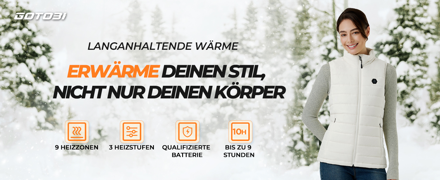 Тепла жилетка для жінок з акумулятором 16000mAh 7.4V - Жилетка з 9 зонами обігріву та 3 рівнями температури, обігрівальна жилетка, для роботи на вулиці, обігрівальна куртка біла S