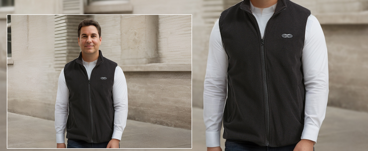 Тепла флісова жилетка для чоловіків з регулюванням 3 рівнів нагріву, 5 зон нагріву, чорна, XXL. Підходить для активного відпочинку: їзди на конях, катання на лижах, риболовлі. (Акумулятор не входить до комплекту)