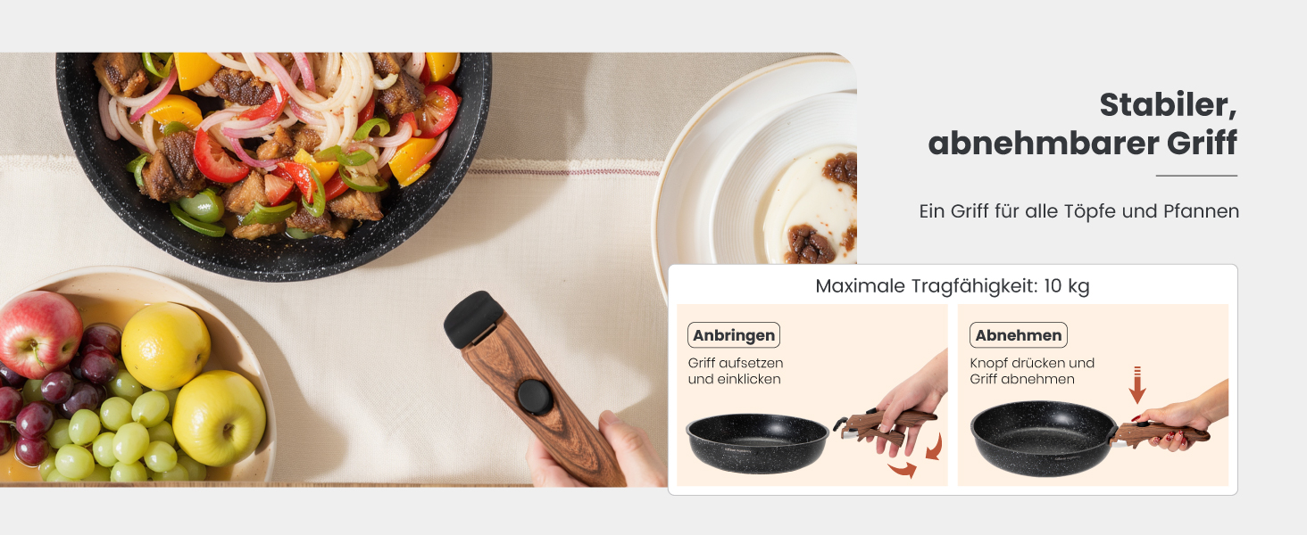 Набір посуду Dishdelight з антипригарним гранітним покриттям та знімними ручками, індукційний, з кришками (чорний)