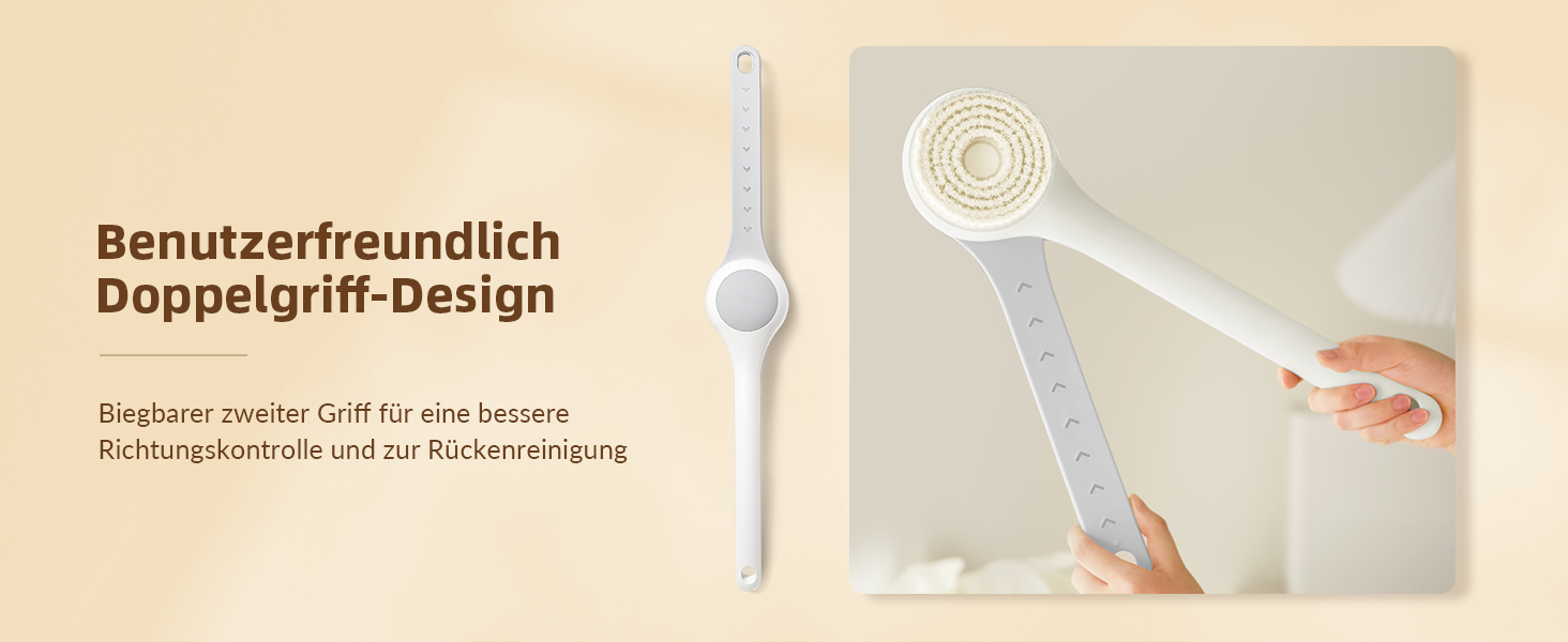 Електрична щітка для спини, м'яка ексфоліація, довгоручна душова щітка, допомога у нанесенні крему для жінок, чоловіків, людей похилого віку, глибоке очищення для всіх типів шкіри, гарна піна - Рожева (Перламутровий)