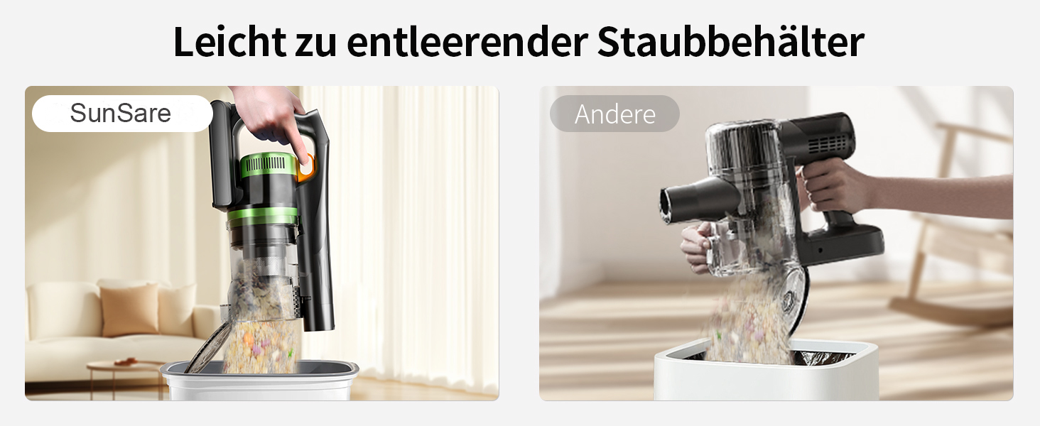 Акумуляторний бездротовий пилосос SunSare 600W з HD-дисплеєм, ароматерапією та захистом від намотування волосся. Ідеальний для тварин, килимів, твердих підлог та авто.