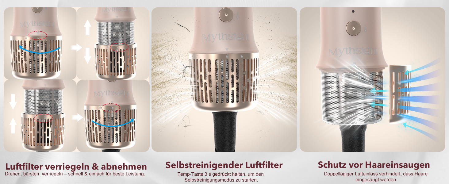 Airstyler 6-в-1: Фен, плойка, об'єм, локони, випрямлення. Рожевий (Champagnerfarben)