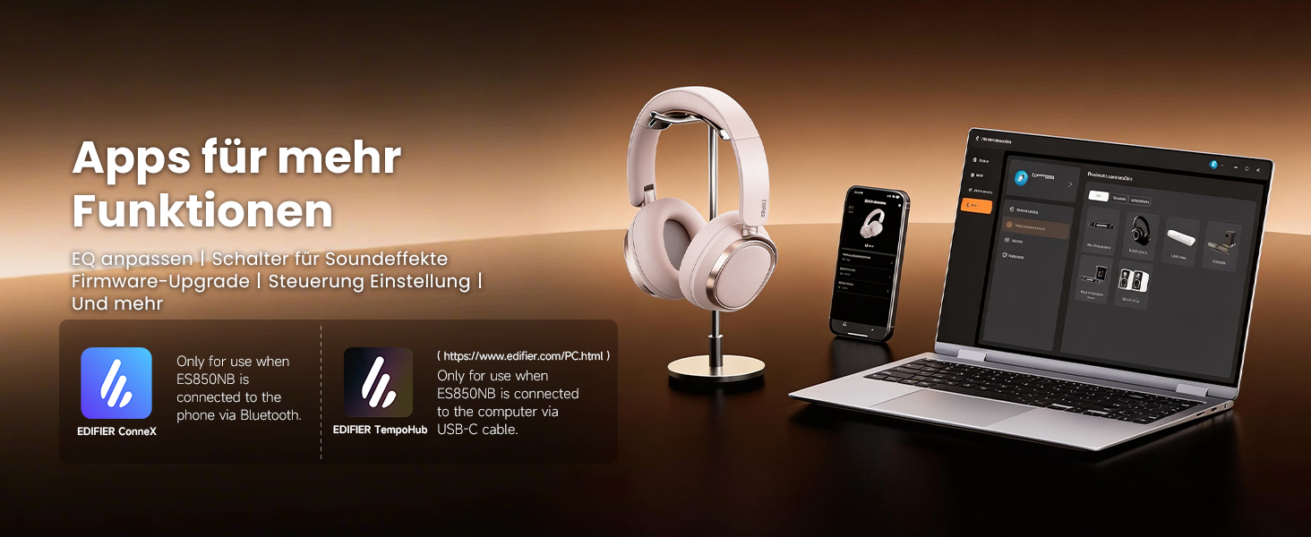 Навушники бездротові Edifier ES850NB Over-Ear з шумозаглушенням, Hi-Res Audio, Bluetooth 5.4, рожеві