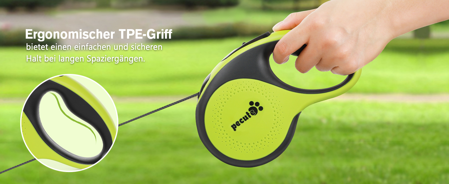 Рулетка для собак Pecute 8м, 50 кг, зелена, антизаплутування, швидке гальмування
