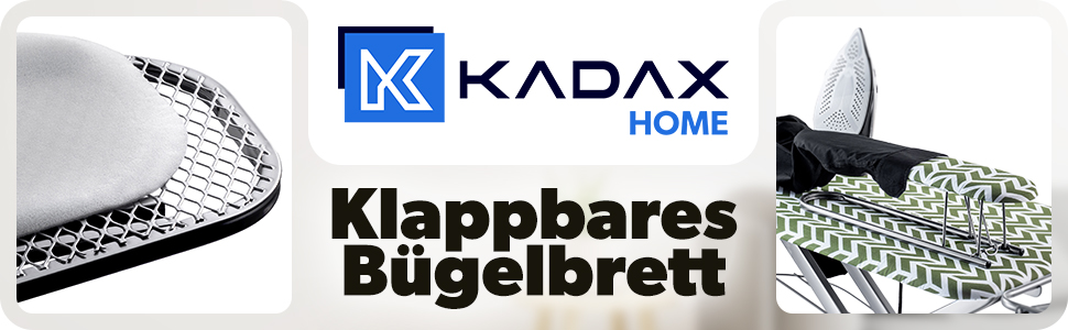 Прасувальна дошка KADAX з підвішувачем для рукавів, 130x41 см, з підставкою для праски та розеткою, складана, Made in EU (зелена)