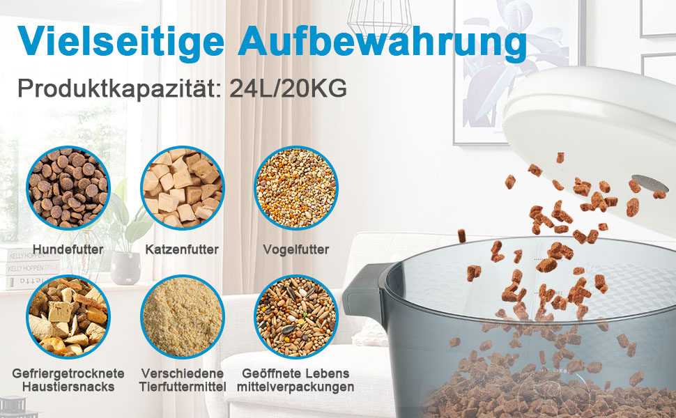 Контейнер для корму EFIL Vakuum – вакуумний контейнер для кормів для собак, котів та птахів, BPA-free, 24 л