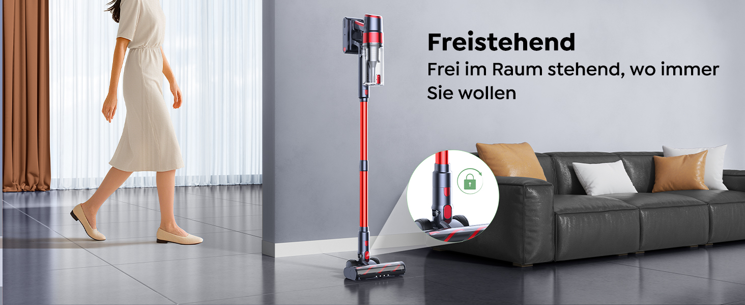 Бездротовий акумуляторний пилосос SunSare 600W з автоматичним режимом, сенсорним екраном та висувним шлангом 1м для твердих поверхонь, килимів та шерсті тварин