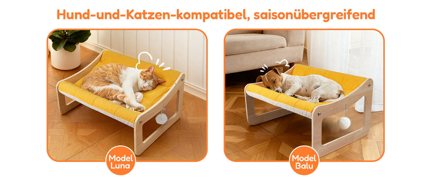 Крак-стійка для котів з великим ліжком Luxus, жовта | З міцного березового дерева, сизаль, 25 кг, біо-льон