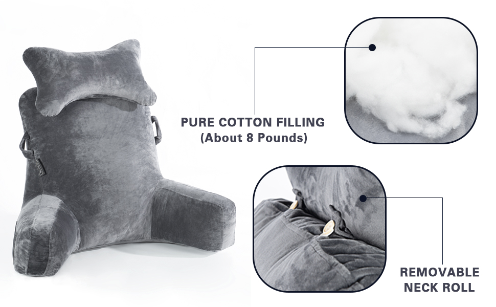 Підкова для читання з регульованою підтримкою шиї та спини - сірого кольору. Підходить для читання, перегляду телевізора в ліжку, на дивані чи на підлозі.