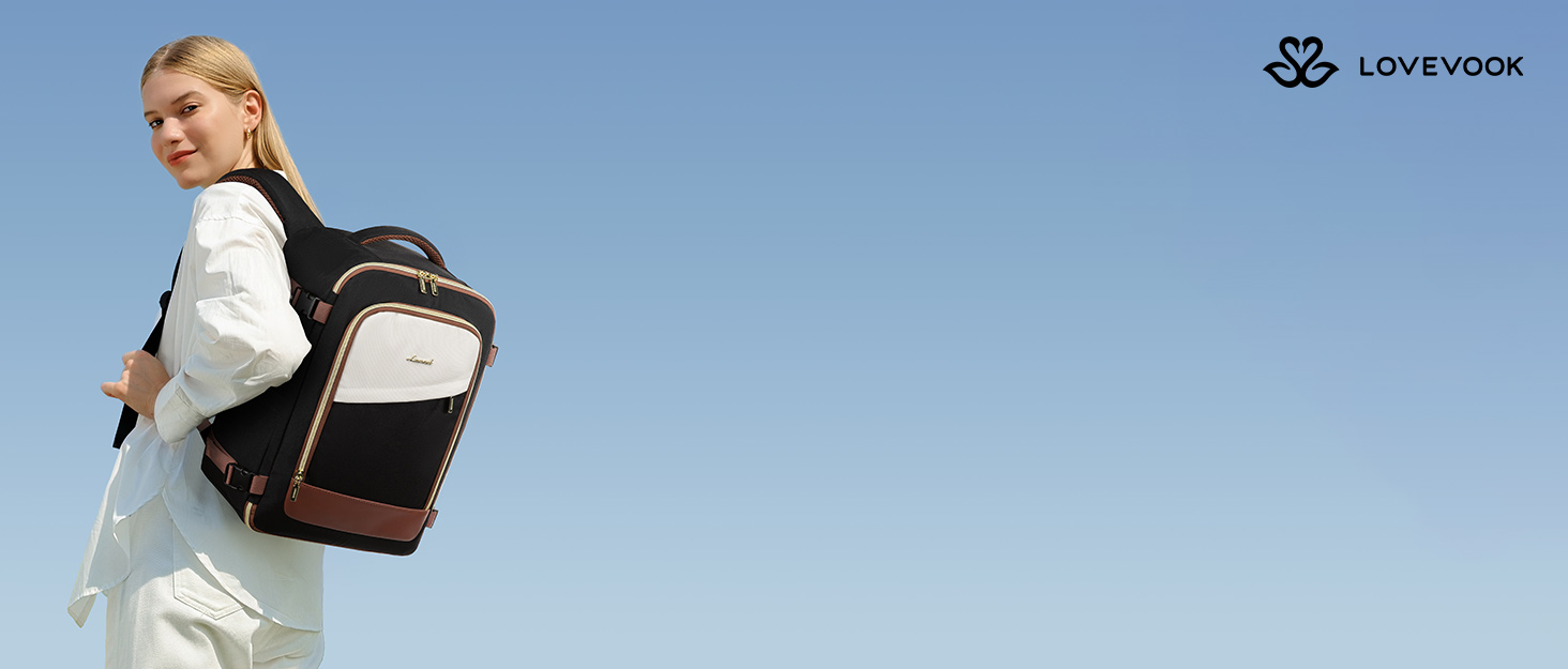 Рюкзак для ручної поклажі LOVEVOOK 45x36x20, 32L, чорний. Підходить для Ryanair, Eurowings, Wizz Air. З антикрадіжною кишенею.