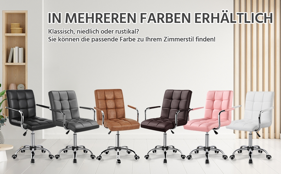 Офісне крісло Yaheetech з регулюванням висоти та знімними підлокітниками, з штучної шкіри (колір: коричневий ретро)