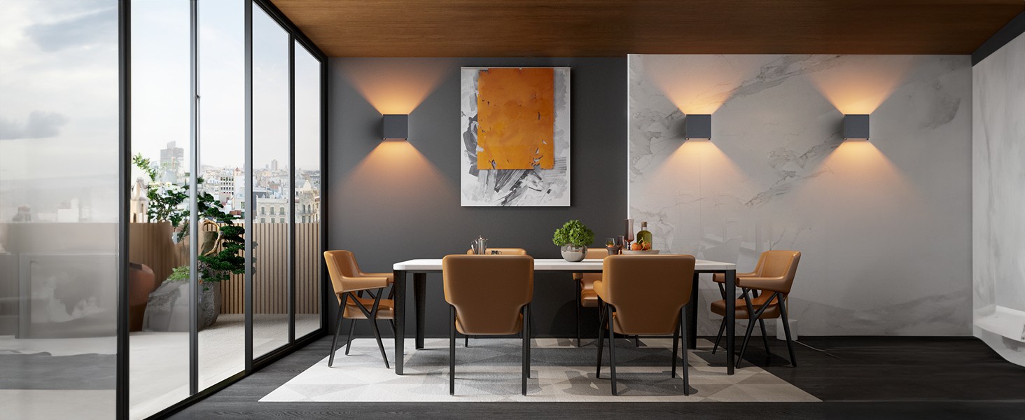 LED-стінні світильники Klighten 12W, 2 шт. з регульованим світловим променем, 3000K, IP65, для дому та вулиці, Антрацит