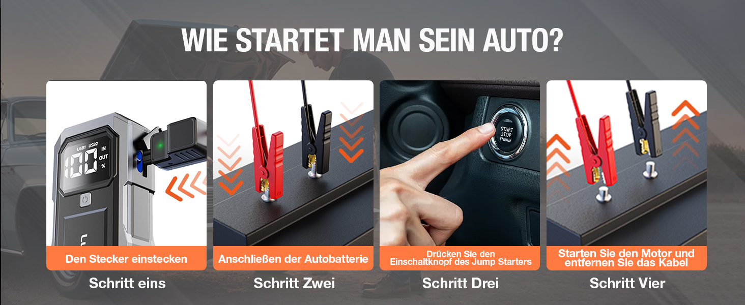 Powerbank для запуску двигуна Lucklike: 3000A, LED-ліхтарик, для авто та мото (до 8.0L бензин/7.0L дизель)