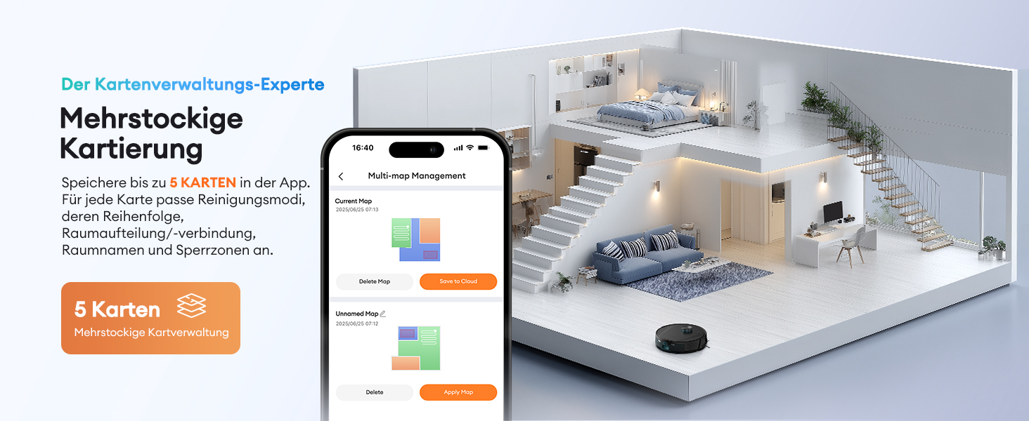 Робот-пилосос Ultenic T20 Pro з функцією миття підлоги, 8000 Па, станція самостійного очищення 3,5 л, для видалення шерсті тварин та килимів, AI-лазерне уникнення перешкод, керування через додаток