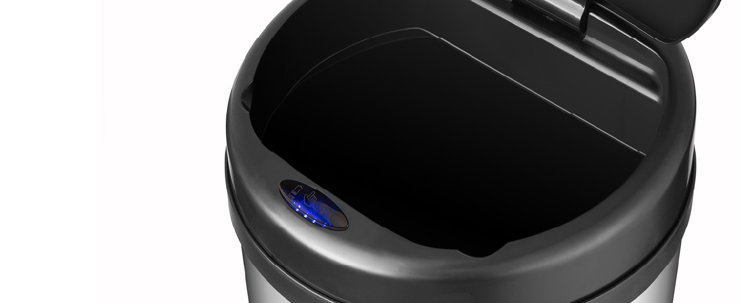 Відро для сміття Juskys з датчиком руху, 30 л, сріблястого кольору. Нержавіюча сталь, контактне відкриття, Klemmring для пакетів.