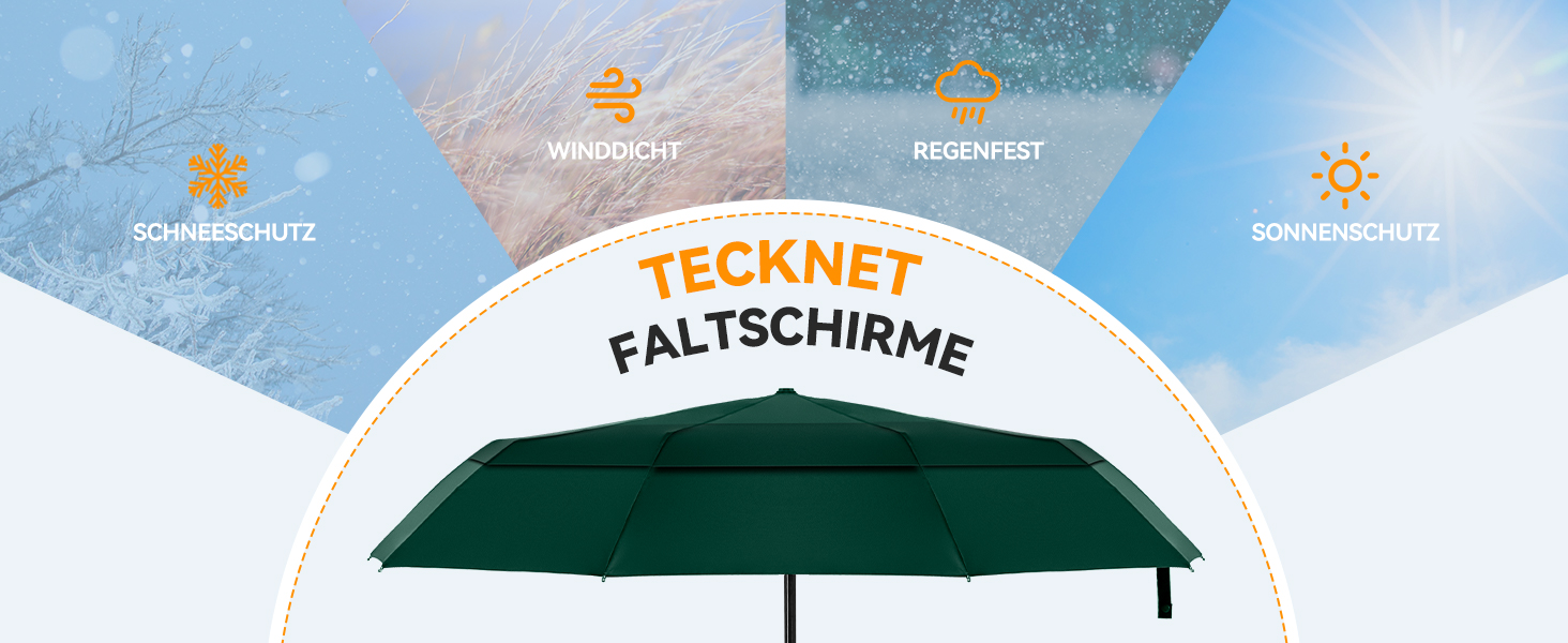 TECKNET Штормовий парасолька: великий, автоматичний, з 10 ребрами, 104 см, стійкий до вітру, компактний, для чоловіків та жінок (зелений)