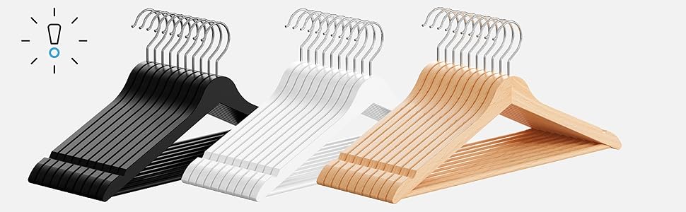 Дерев'яні вішалки для одягу OGIVO – набір 20 шт. з обертовим гачком та вирізами на плечах (натуральне дерево)