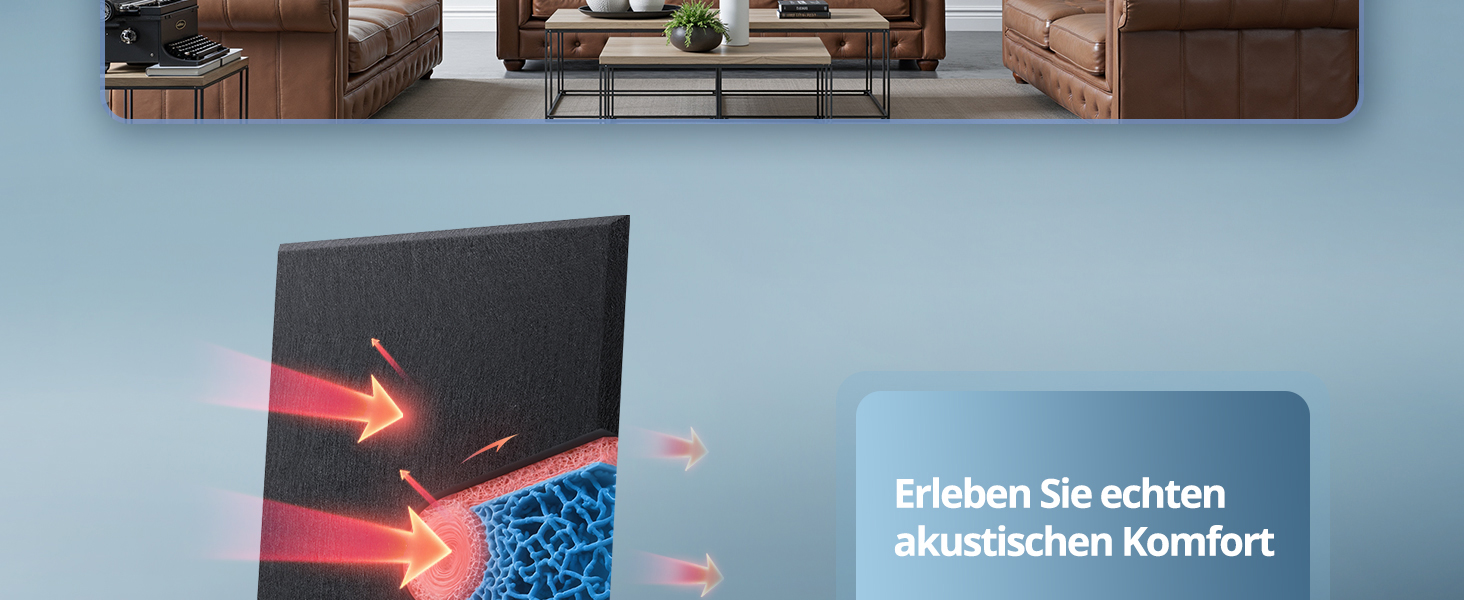 Акустичні панелі для звукоізоляції стін прямокутні, шумопоглинаючі панелі високої щільності з самоклейкою, чорні (30x40x0.9 см, 12 шт)