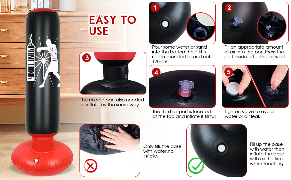 Дитячий боксерський мішок Qoosea, 160 см, надувний, з боксерськими рукавичками, для карате, кікбоксингу, таеквондо, MMA, подарунок для хлопчиків та дівчаток 3-12 років