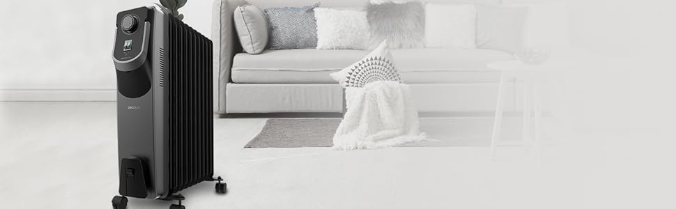 Масляний радіатор Cecotec ReadyWarm 11000 Space 360º Black - 2500 Вт, 11 секцій, 3 режими, з термостатом, колесами, зручним керуванням та системою безпеки. Для приміщень до 28 м²