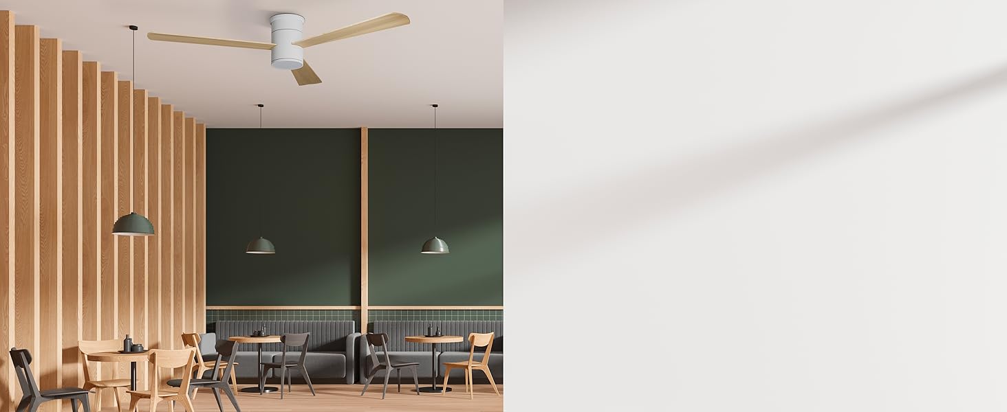 Стеляний вентилятор Noaton® Fornax Weiß з підсвічуванням, діаметр 132 см, DC мотор 40 Вт, регульоване LED-освітлення 22 Вт, 3 колірні температури, пульт дистанційного керування, таймер, повітряний потік до 185 м³/хв (Zoya WL)