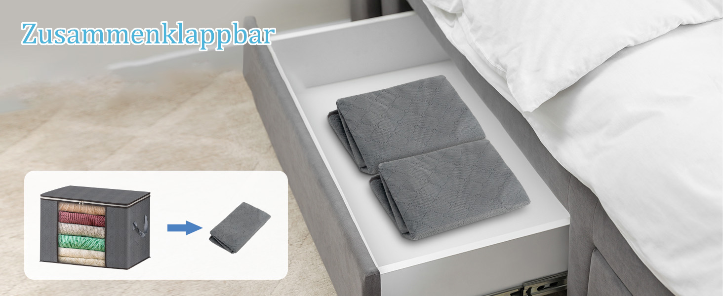 Органайзери для зберігання AIOR, 4 шт., 90 л, сірі. Коробки для зберігання постільної білизни, одягу, ковдр, подушок. Розмір 60x40x35 см