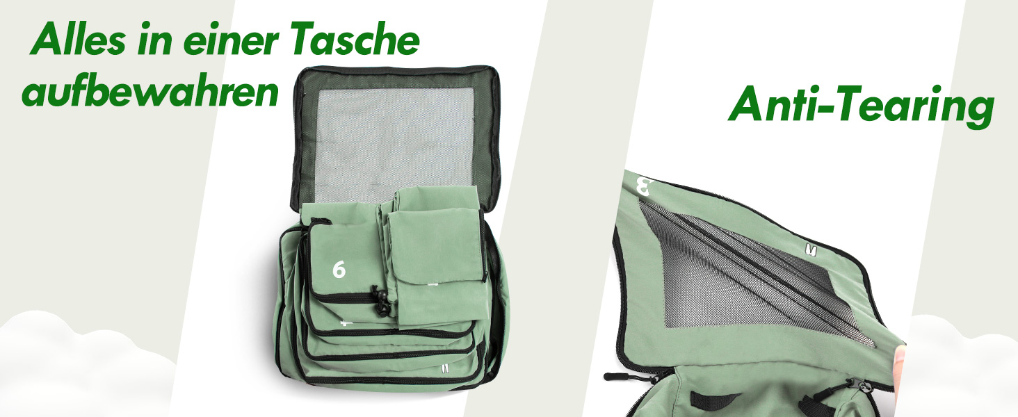 Органайзери для валізи - набір 8 шт. (зелені) - для подорожей, ручної поклажі, рюкзака