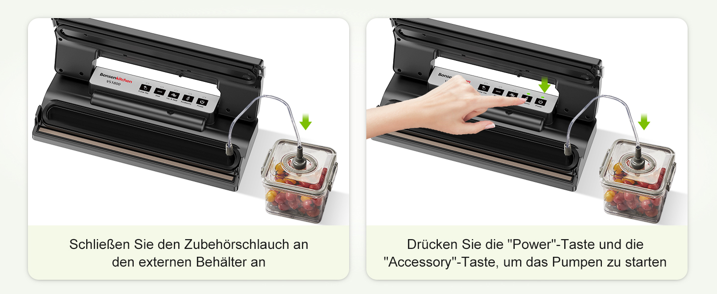 Вакуумний пакувальник Boschkenkitchen для продуктів харчування, швидкий, компактний, з аксесуаром для труб, 8 циклів