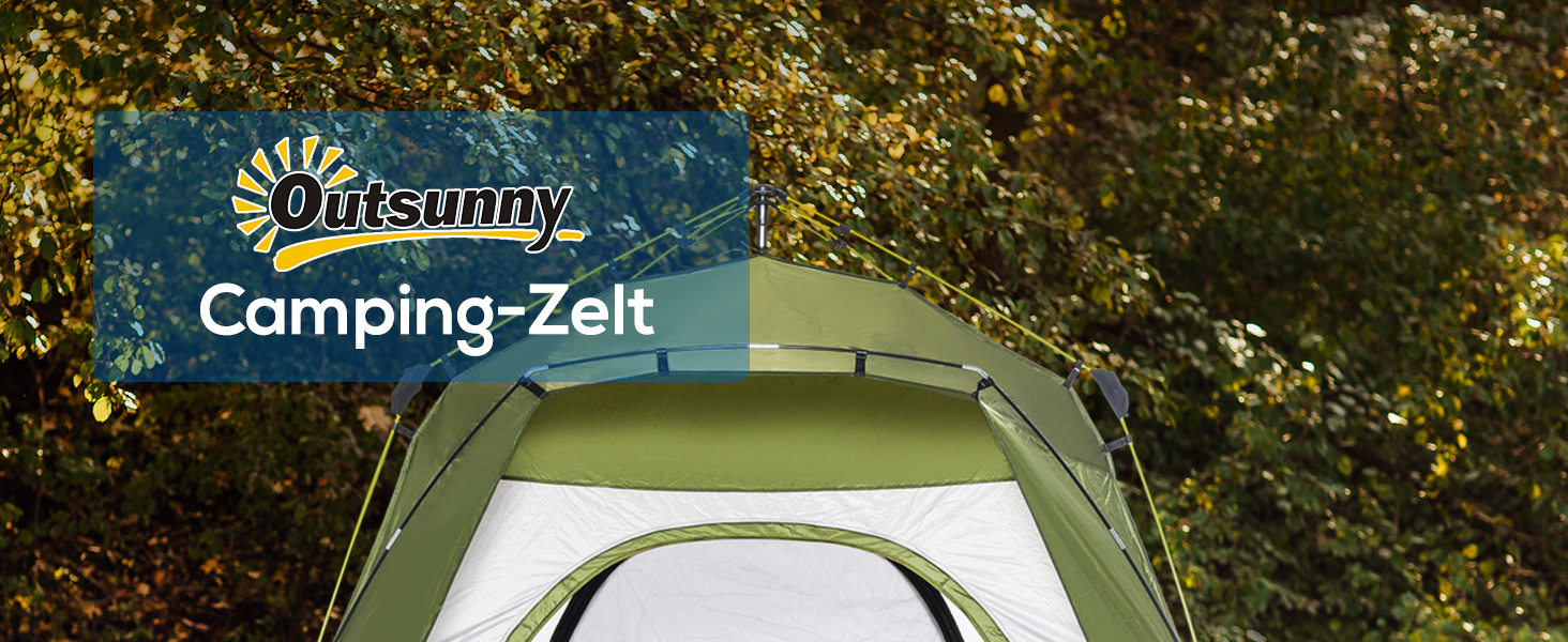 Намет Outsunny Pop-Up для 3 осіб, UV 50+, зелений: сімейний кемпінговий намет з гачками, 4 дверима, вікнами та водонепроникністю 1000 мм