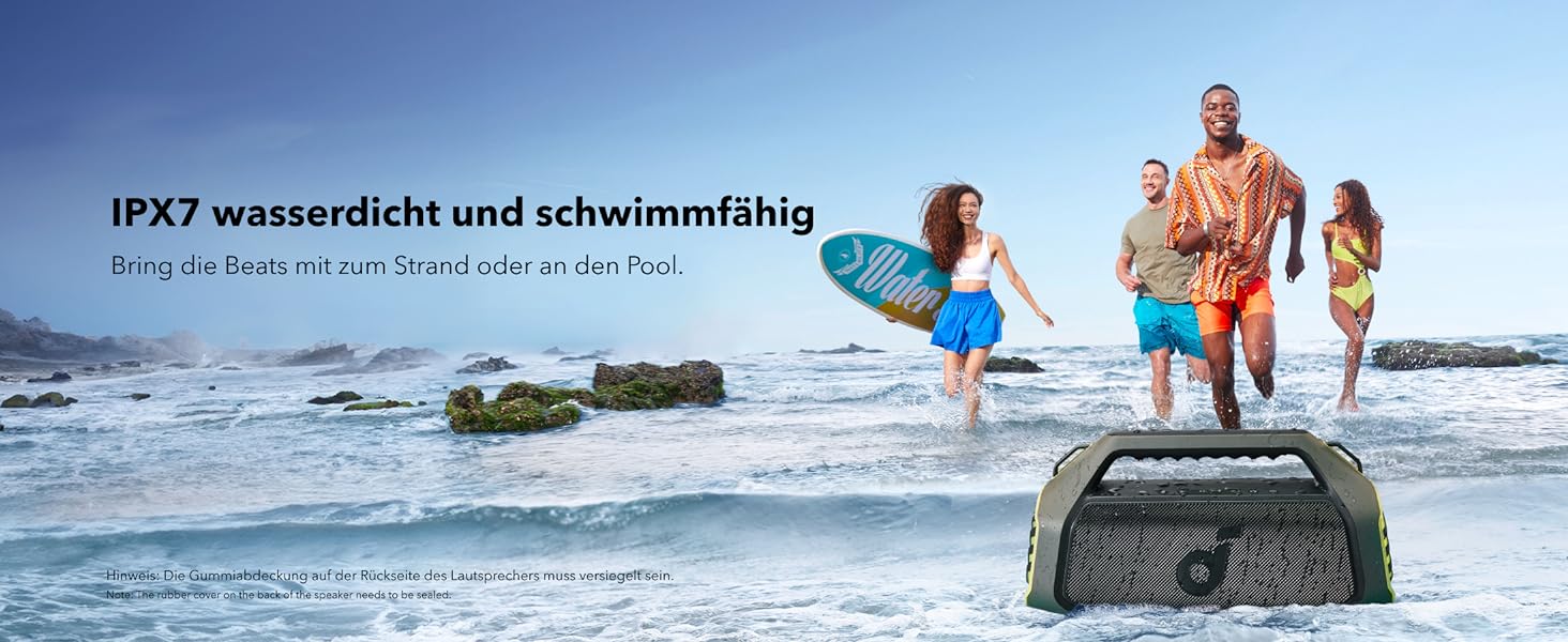 Soundcore Boom 2 Plus: Портативна Bluetooth Колонка, 140W, IPX7, RGB, Power Bank, USB-C, 20 годин, для кемпінгу (зелена)